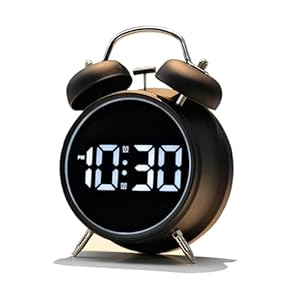 Extra Loud Alarm Clock for Heavy Sleepers Adults, Teens,Kids,Cute Retro Metal,Old Fashioned with Twin Bells,Battery Operated or Plug in,Small Digital Desk Clock