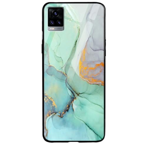 Image of COLORflow Back Cover Compatible with Vivo V20 | Green Marble | Shockproof TPU Bumper Cover with Camera Protection Back Cover Compatible with Vivo V20