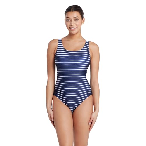 Zoggs Yarra Scoopback Traje de baño de una Sola Pieza, Azul Marino/Blanco, 38 para Mujer