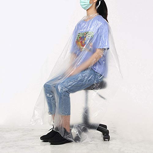 20 Pcs Hair Cutting Capes, Disposable Clear Hair Salon Capes Hairdressing Cape Home Hair Cutting Cape Hair Washing Pad for Kids Adults - Suit for Barber & Home (94x130cm)