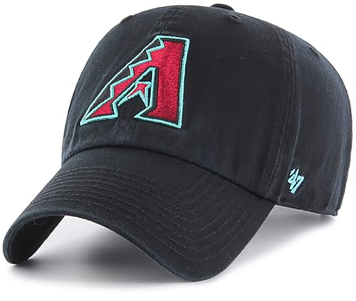 47 Brand MLB Black Team Color Primary Logo Clean Up Adjustable Baseball Cap Hat, Adult One Size Fits All - Arizona Diamondbacks Black