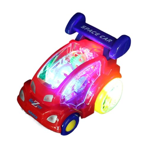 Coche de iluminación - coche de juguete de 360 ° rotación de cascada con luz y música - modelo de coche eléctrico para juegos para niños pequeños, encienda el juguete sensorial para habilidades de