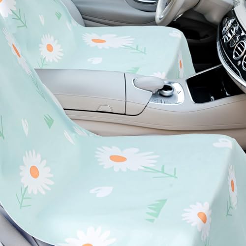 Image of Hahafelt 2 Pack Car Seat Towel Cover with Storage Bag, Daisy | 63 x 32 in Car Towel Seat Cover Non Slip Waterproof, Gym Workout Swimming Running, Machine Washable Sweat Absorbent Protector