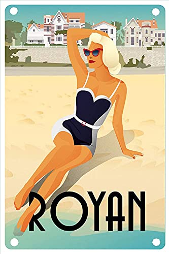 YY-one Royan Beach Plaque murale en métal rétro vintage 20,3 x 30,5 cm Cover