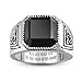 BONLAVIEGEM Vintage Mens Black Onyx Rings 925 Sterling Silver Mens Ring Celtic Mens Cocktail Rings Mens Simulated Obsidian Ring Pinky Thumb Ring Band for Dad Father Jewelry Gift Size 10