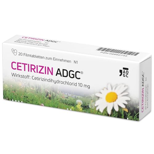 Cetirizin-ADGC® - 20 Stück - Allergie-Tablette mit schneller und langanhaltender Wirkung gegen Allergien, Heuschnupfen, Nesselsucht und tränende Augen - für Erwachsene und Kinder ab 6 Jahren