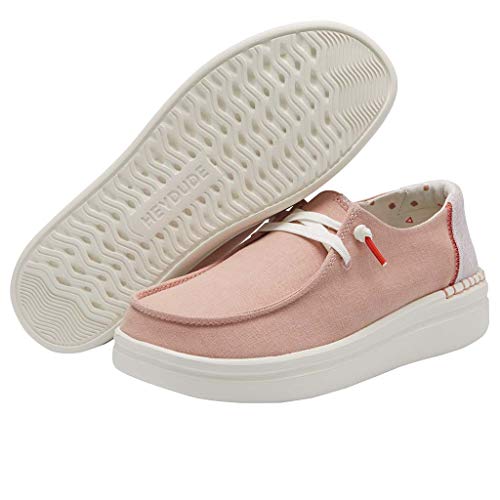 Image of HEYDUDE Women's Wendy Rise Chambray Rose Size 11 | Women's Shoes | Women's Lace Up Loafers | Comfortable & Light-Weight