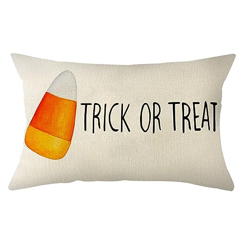 Ogiselestyle Halloween Candy Corn Throw Pillow Covers, 12 x 20 Inch Halloween Trick or Treat Pillow Case Decoration for Home Sofa Couch