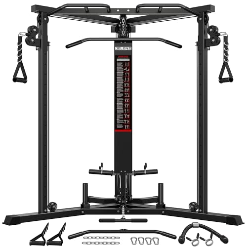 JELENS CC01 Fitness Cable Crossover Machine with High and Low Pulley System, Functional Trainer with with Pull Up Bars and Optional Bundle (Black, CC01 Fitness Cable Crossover Machine)