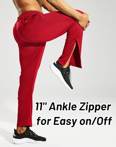 Image of MIER Mens Ankle Zip Sweatpants, Soccer Warm-up Track Pants with Pockets