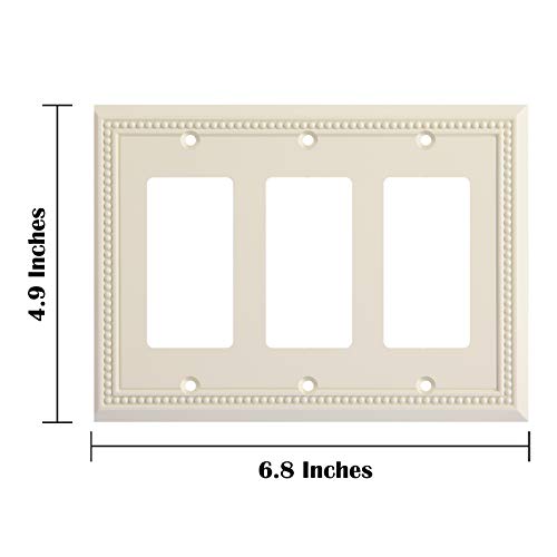 Image of Henne Bery Sunken Pearls Heavy Duty Decorative Wall Plate Switch Plate Outlet Cover, Durable Solid Zinc Alloy (Triple Decorator, Light Almond)