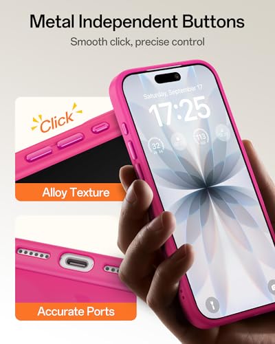 Image of UNBREAKcable Magnetic for iPhone 17 Case 6.3-Inch, Compatible with MagSafe, Full Camera Protection, Built-in Magnetic Ring, Drop Protection Shockproof Slim Phone Cover - Hot Pink