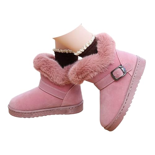 Winter Boots for Girls Warm Ankle Boots Kids Soft Plush Lining Fur Collar with Zipper Snow Bootie Indoor Outdoor Shoes for Girls