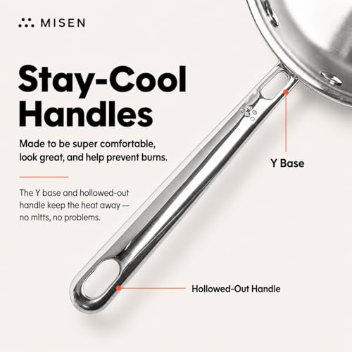 Image of Misen 5-Ply Stainless Steel 6 inch Frying Pan - Professional Cookware for Induction, Gas and Electric - Dishwasher Safe, Oven Safe to 800F - Durable, Versatile, Even Heating