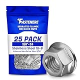 3/8-24 Serrated Flange Hex Lock Nuts, Stainless Steel 304, Bright Finish, Quantity 25 by Fastenere