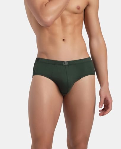 Image of Jockey 8035 Men's Super Combed Cotton Solid Brief with Ultrasoft Concealed Waistband (Pack of 3) Deep Forest XL