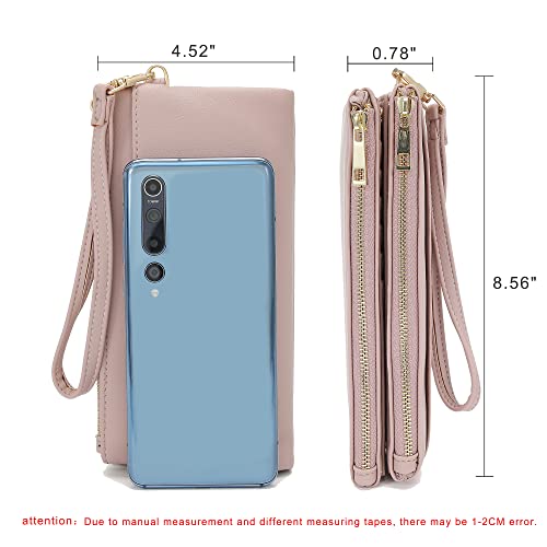 Earnda Thin Wallet Keychain Wristlet For Women Credit Card Holder Organizer Large Ladies Travel Clutch Purse Pink #TOP4