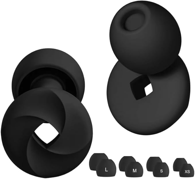 Ear Plugs for Noise Cancelling Ear Protection EarPlugs for Sleep,Concerts,Work,Study,8 Size Eartips with Small Box,Perfect Silicone Earplugs for Noise Reduction (Black1, 1 Pair)-image-32