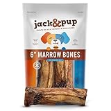 Jack&Pup Marrow Bones for Dogs, Long Lasting Dog Bones for Large Dogs, 6' Marrow Bone, Natural Beef Bone (2 Pack)