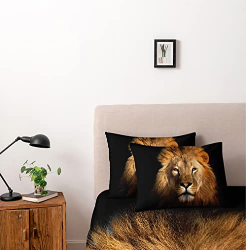 Holiyjog Lion Duvet Cover Set For Kids Animal Quilt Cover Set With 2 Pillowcases Twin Size Wildlife Bedding Sets For Boys Lions Bedroom Decor #TOP1