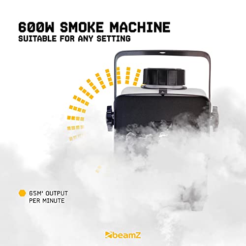 beamz Rage600 Smoke Machine with Wireless Remote Control - 600W Small Fog Machine for DJ Disco Parties, Rapid Heat-Up, 500ml Tank, Ideal Smoke Effect for Lighting & Stage Events - Image 4