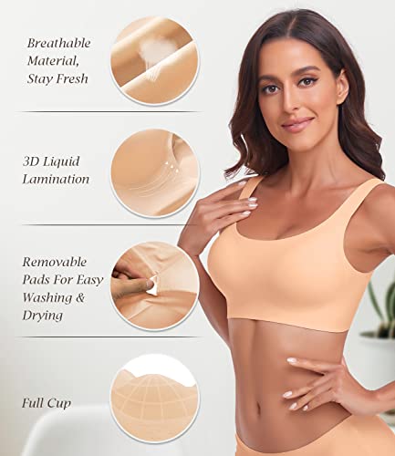 Woweny Minimizer Bras For Women Full Coverage Womens Bras No Underwire Sports Bras For Women Padded Push Up Bra (Beige, 3X-Large) #TOP4