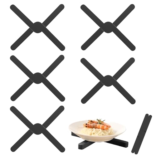 5 Piezas Salvamanteles Plegables Resistentes al Calor, Salvamanteles de Silicona, Tapetes de Mesa de Silicona, Salvamanteles de Silicona en Forma de Cruz para Ollas Calientes Almohadillas, Sartenes