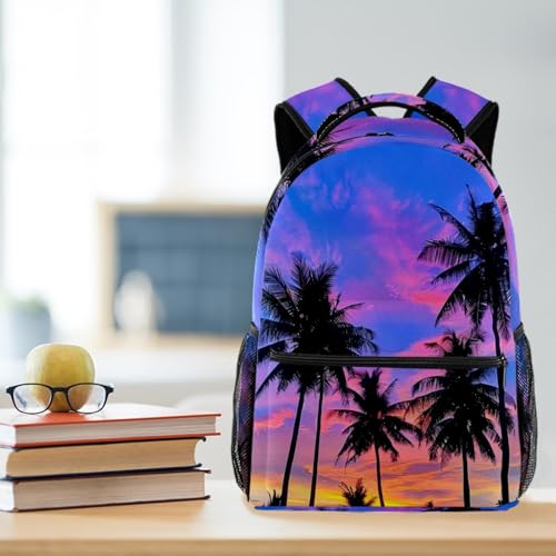 Sac à dos motif palmier avec bretelles confortables pour voyage et école - 5