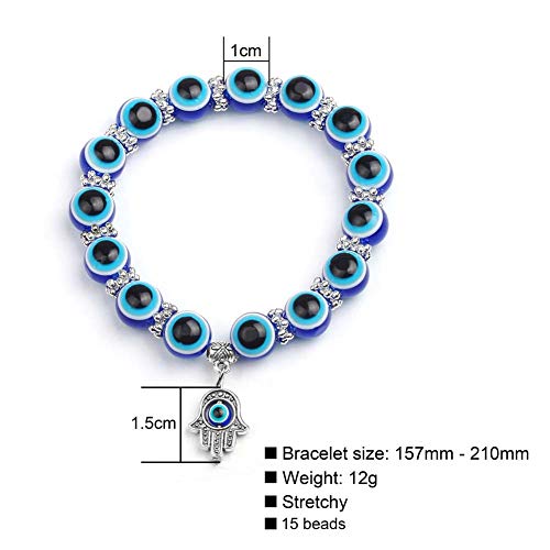 Image of 3Pcs Evil Eye Bracelet Set Chakra Beaded Bracelets Evil Eye Hamsa Blue Beaded Charm Stretch Bracelet 7 Chakra Gemstone Lava Stone Hamsa Mal De Ojo Bracelets Yoga Menditation Beads Bracelets-Dark Blue