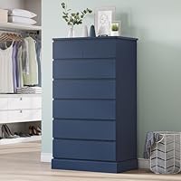 DICTAC Tall Dresser for Bedroom with 7 Drawers, 51.8\" Tall Blue Dressers & Chests of Drawers, Modern Wood Closet Organizer and Storage Cabinet, Large Vertical Dresser for Bedroom, Closet, Hallway
