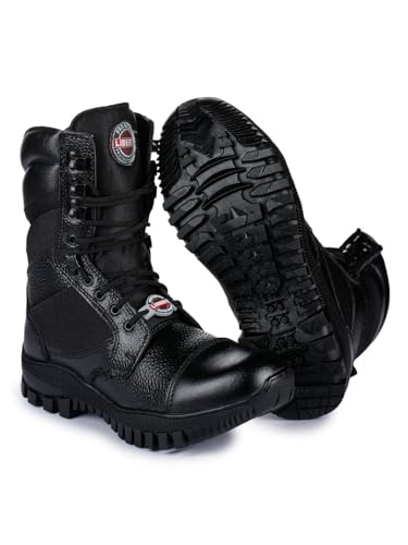 Image of Liberty Freedom Soldier-1 Army Boots for Men - Black Tactical Combat Shoes, Synthetic Leather High Ankle Military Boot, Lightweight PU Sole & Padded Insole for Hiking, Jungle Trekking & Defence