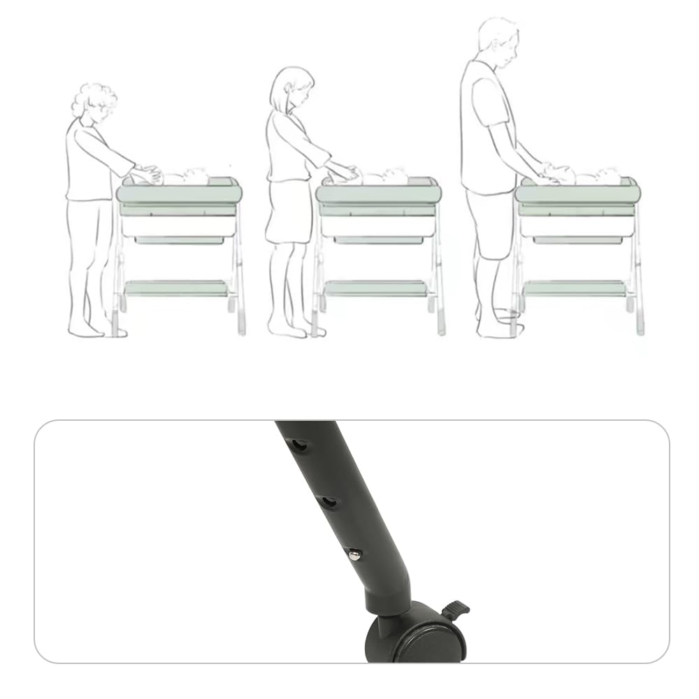 homewell Cambiador portátil plegable, altura ajustable, cambiador para bebé con ruedas y cinturón de seguridad, cambiador impermeable