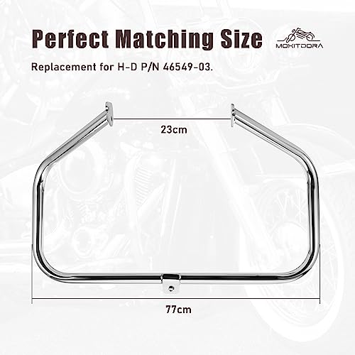 Mokitdora Touring Engine Guard Highway Crash Bar 1.25" Fat Compatible With Harley Road King Street Electra Glide 1997-2008 Models, Chrome #TOP6