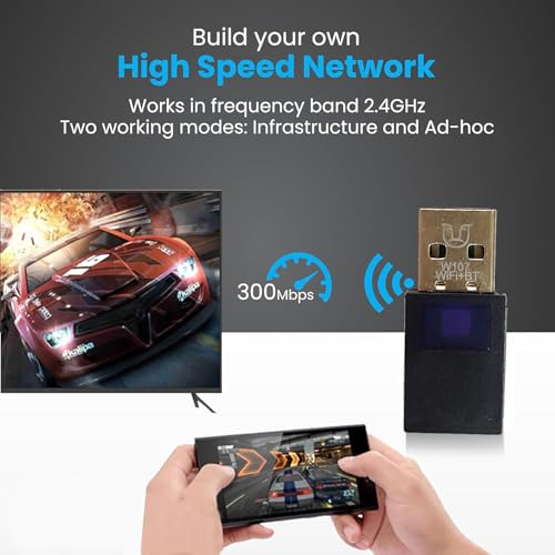 Image of 300 Mbps USB WiFi + Bluetooth Receiver Adapter, Wireless Network Receiver Dongle for Desktop PC Laptop (300 MBPS Black)