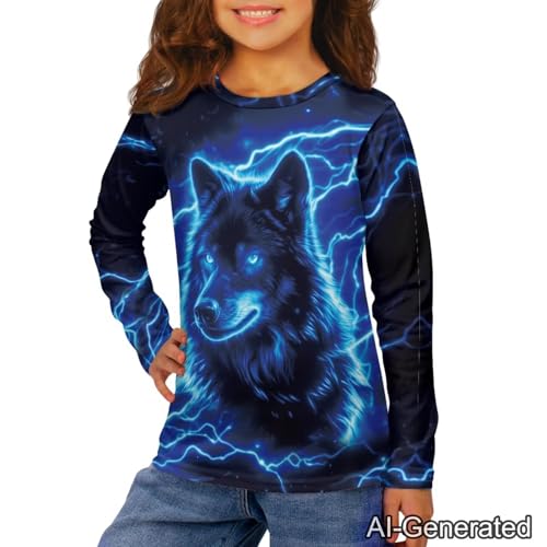 Image of Renewold Boys Girls Tees Kids T-Shirt Long Sleeve Crewneck T Shirts Casual Athletic Tops Clothing for Home School Travel