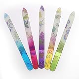 Premium Crystal Glass Nail Files Manicure Set, Professional Double Sided Pedicure Files - Best Glass Nail Files for Natural Nails - Colorful Flower Pattern - 5 Pieces