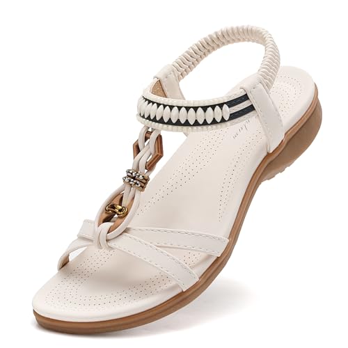 Image of Littleplum Womens Sandals Comfort Arch Support Sandals Summer Walking Shoes Casual Ankle Elastic Flip Flops Shoes