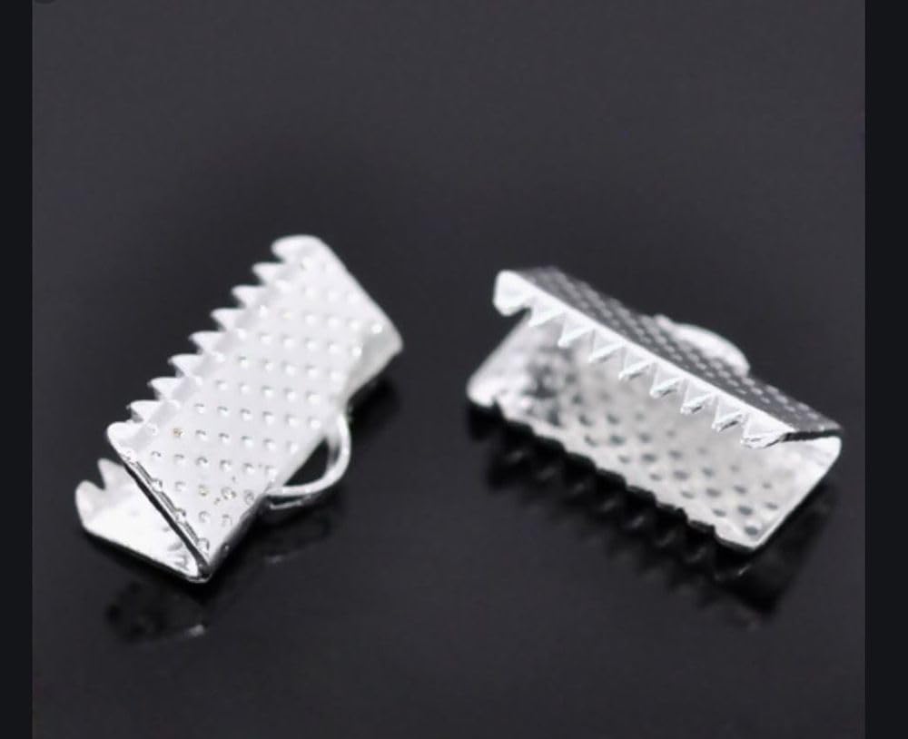 200 cierres de cierre de cinta de 10 mm (0.39 pulgadas), chapados en plata, para hacer manualidades de joyería CF158-10