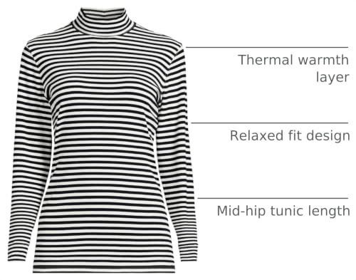 Image of Lands' End Women's Relaxed Cotton Long Sleeve Mock Turtleneck Shirt