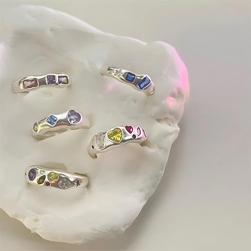 Opal ring VanThai Le - Korean Opal Irregular Rings Pink Zircon Stone Wedding Engagement Opal Y2K Aesthetic Jewelry 33