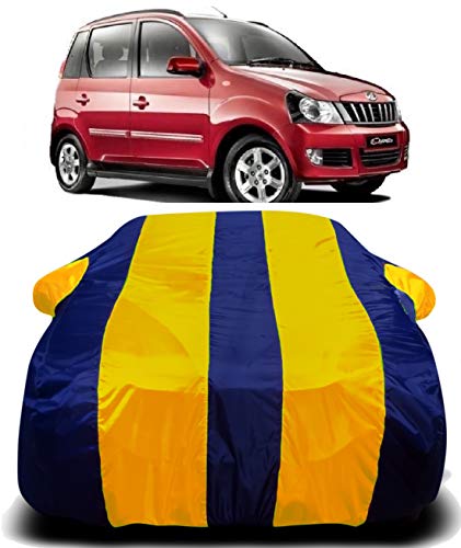 Image of Waterproof Car Cover with Ultra Surface Body Protection (Yellow Stripes) (Mahindra Quanto)