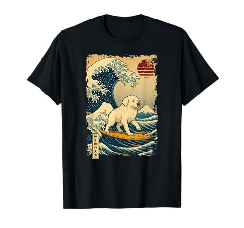 Great Pyrenees Japanese Kanagawa Wave Surfing Japan Mom Dad T-Shirt