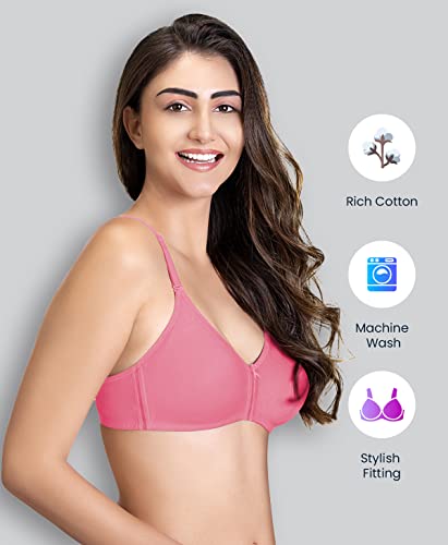 Image of Lyra Women's Cotton Non Padded Wire Free Seamless Bra Baby Pink