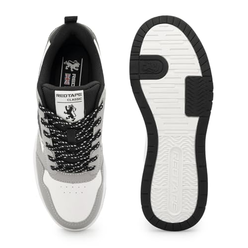 Image of Red Tape Men's Sneakers Beige Green Pu Round Toe Lace-Up Responsive Sole