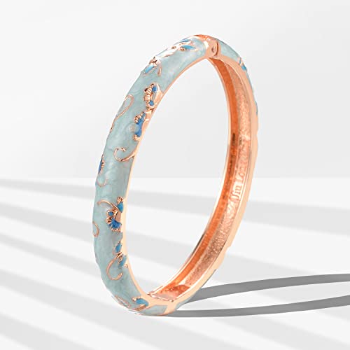 Ujoy Bracelets Multicolor Golden Butterfly Enamel Indian Jewelry Handmade Open Cuff Bangle For Women 55B30 Blue #TOP3