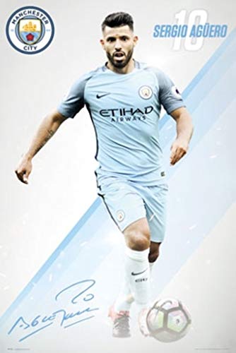 POSTER STOP ONLINE Manchester City - Soccer Poster/Print (Sergio Aguero #10-2016/2017) (Size: 24