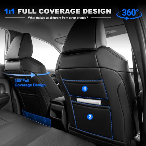 Image of Custom Fit Seat Covers for Toyota Corolla Cross 2022-2026 Full Set | Black Seat Covers, Premium Faux Leather, 5-Piece Set Includes Armrest, Seat Belt, Steering Wheel & Headrest Covers