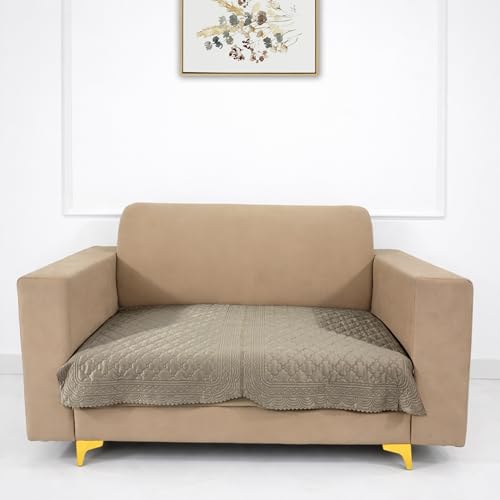Image of Homerz Premium Petal Charm Sofa Cover | Embossed Floral Pattern | Soft Touch, Anti-Dust & Easy Wash Fabric Cloth, Washable and Durable (Beige, 2 Seater, Only Seat Cover)