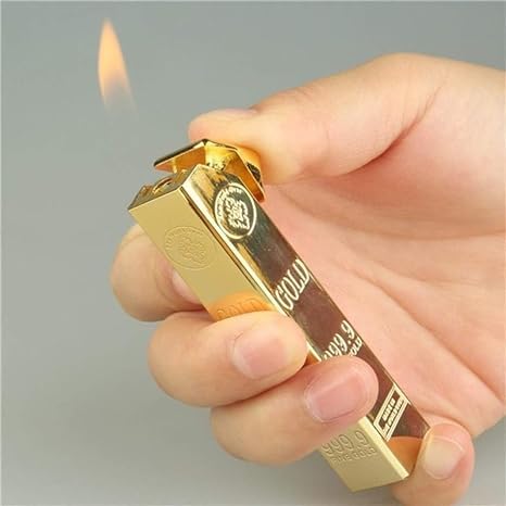 Metal Gold Bar Lighter Flashlight Without Fire Butane Gas Smoke Lighter Inflatable Cigarette Cigar Gadget Cigarette Stylish Pocket Lighter
