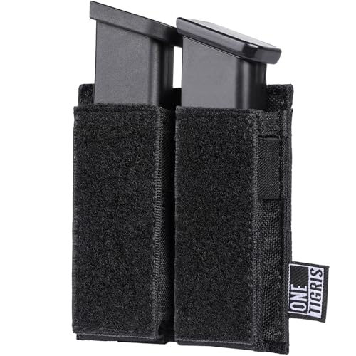 Image of OneTigris Tactical Double Pistol Mag Pouch,Open-Top Molle Mag Pouch for 9mm M4 /M16 /AR /AK, Magazine Pouch with Quick Release Insert